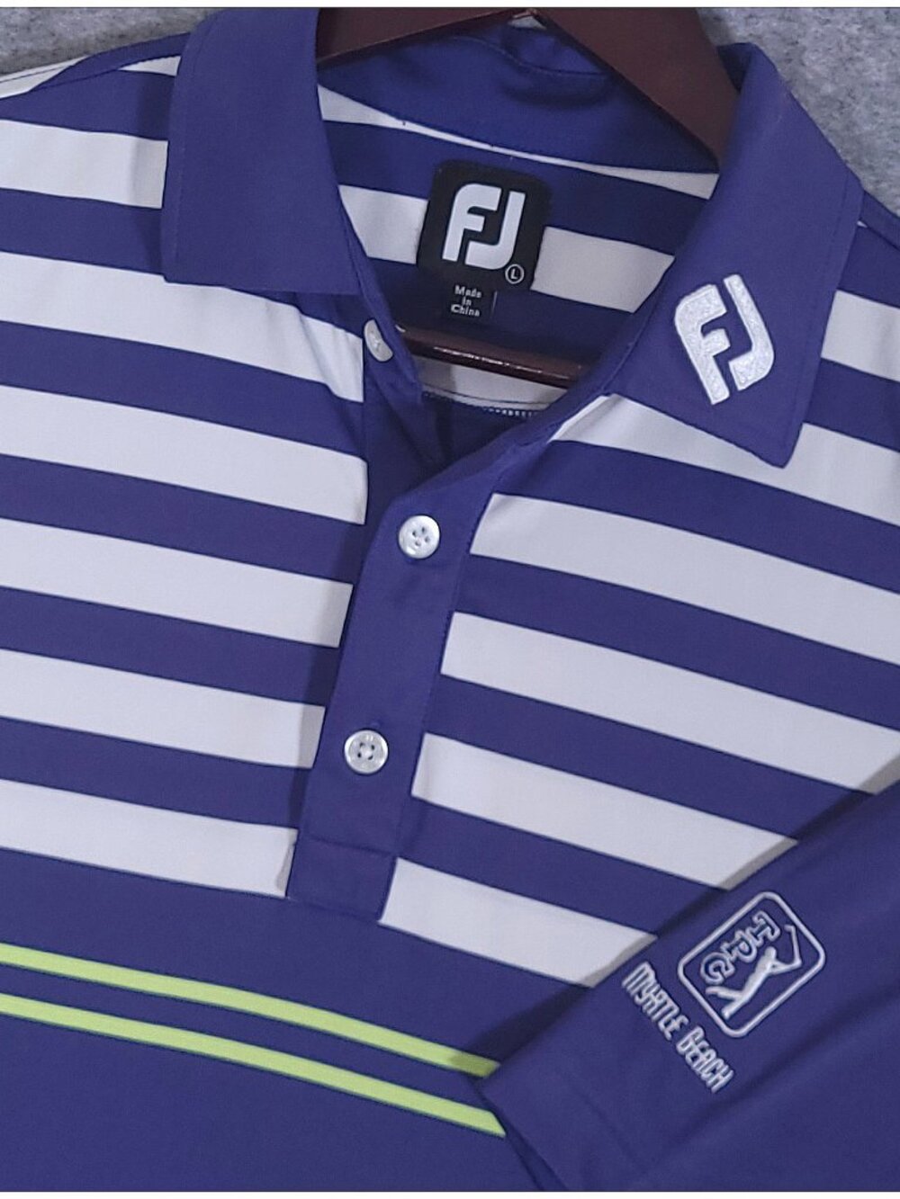 FootJoy FJ Lisle Golf Polo Large Twilight White Citrus Myrtle Beach PGA TPC Tour